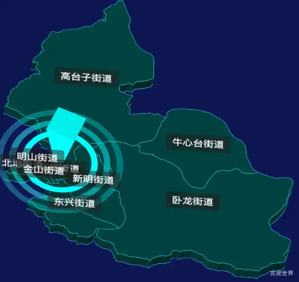 threejs本溪市明山区geoJson地图3d地图添加旋转棱锥