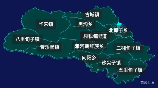 threejs本溪市桓仁满族自治县geoJson地图3d地图CSS2D外加旋转棱锥