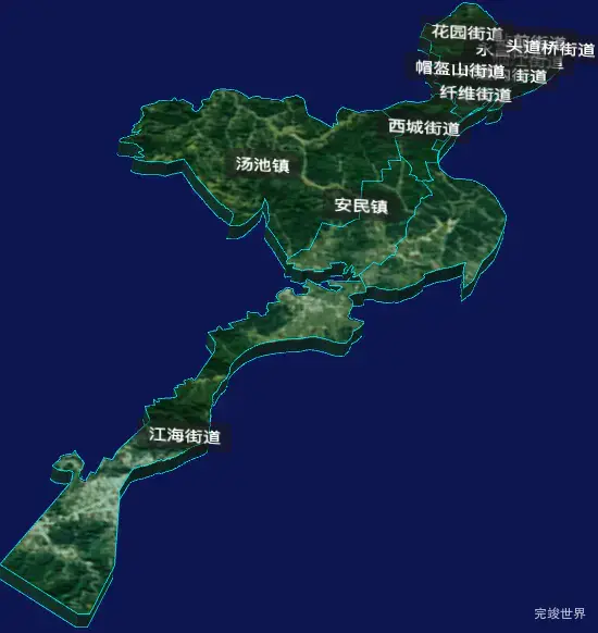 threejs丹东市振兴区geoJson地图3d地图CSS3D标签