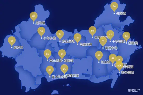 echarts丹东市东港市geoJson地图水滴状气泡图