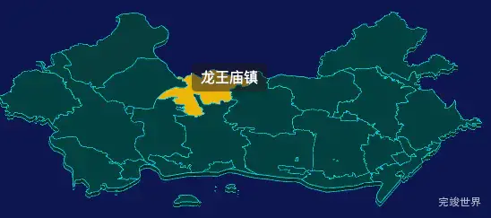 threejs丹东市东港市geoJson地图3d地图鼠标移入显示标签并高亮