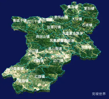 echarts丹东市凤城市geoJson地图3d地图自定义贴图-绿色地面