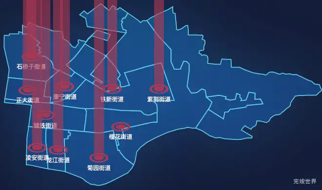 echarts锦州市凌河区geoJson地图添加柱状图