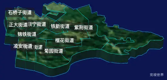 threejs锦州市凌河区geoJson地图3d地图自定义贴图加CSS2D标签