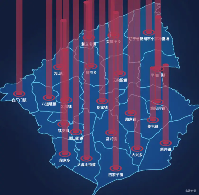 echarts锦州市黑山县geoJson地图添加柱状图