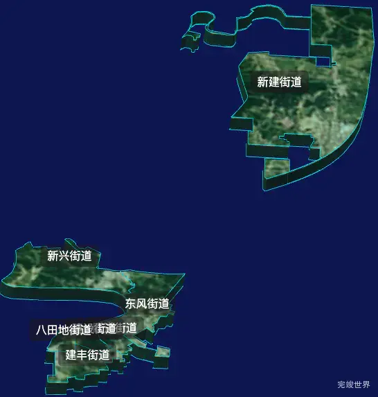 threejs营口市站前区geoJson地图3d地图自定义贴图加CSS2D标签