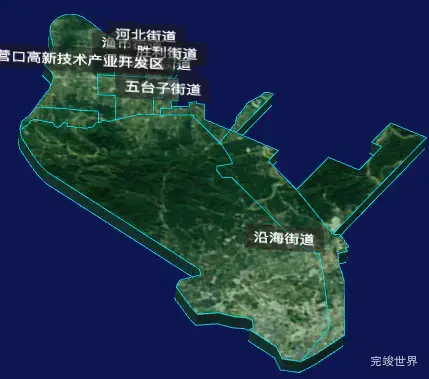 threejs营口市西市区geoJson地图3d地图自定义贴图加CSS3D标签