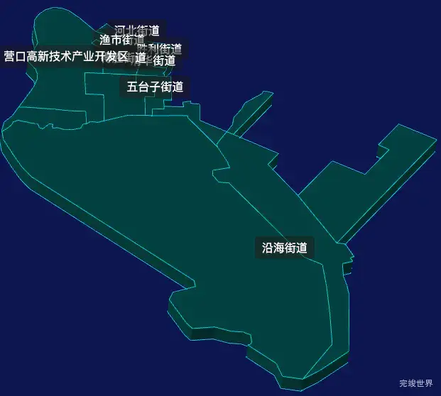 threejs营口市西市区geoJson地图3d地图css2d标签