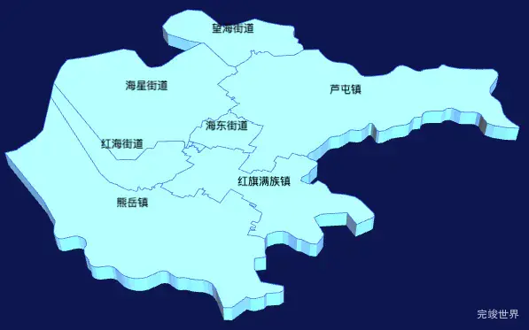 echarts营口市鲅鱼圈区geoJson地图3d地图