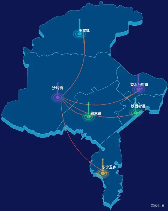 echarts辽阳市太子河区geoJson地图飞线图