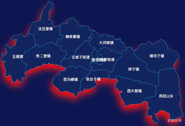 echarts辽阳市灯塔市geoJson地图阴影