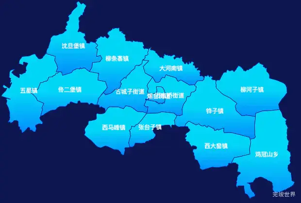 echarts辽阳市灯塔市geoJson地图局部颜色渐变