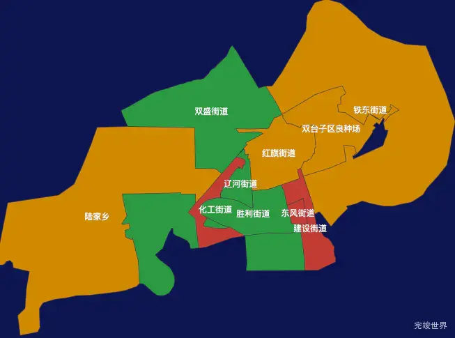 echarts盘锦市双台子区geoJson地图定义颜色