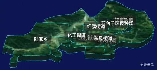 threejs盘锦市双台子区geoJson地图3d地图自定义贴图加CSS2D标签