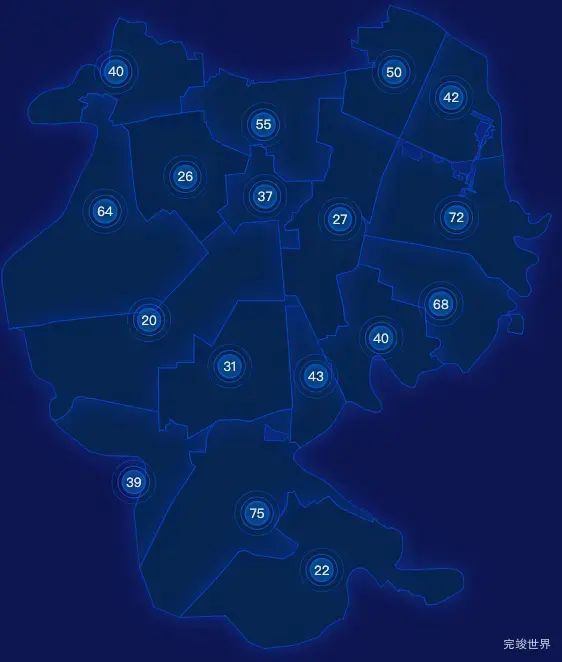 echarts盘锦市大洼区geoJson地图圆形波纹状气泡图