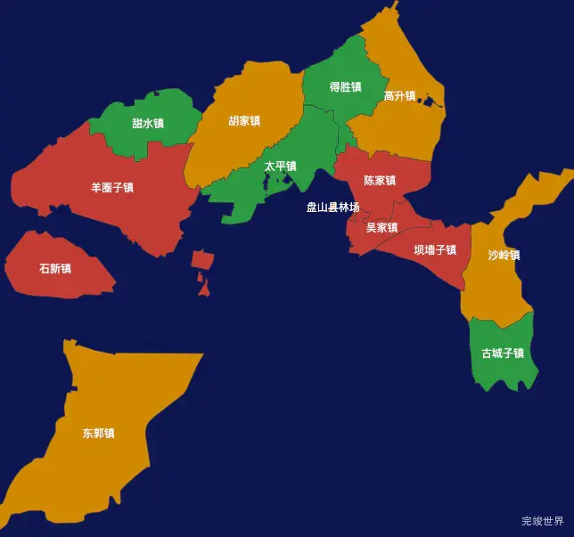 echarts盘锦市盘山县geoJson地图定义颜色