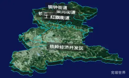 threejs铁岭市银州区geoJson地图3d地图自定义贴图加CSS3D标签