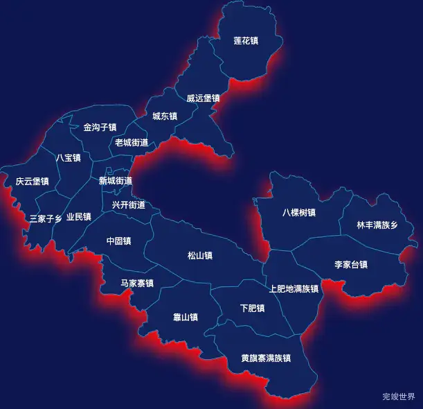 echarts铁岭市开原市geoJson地图阴影