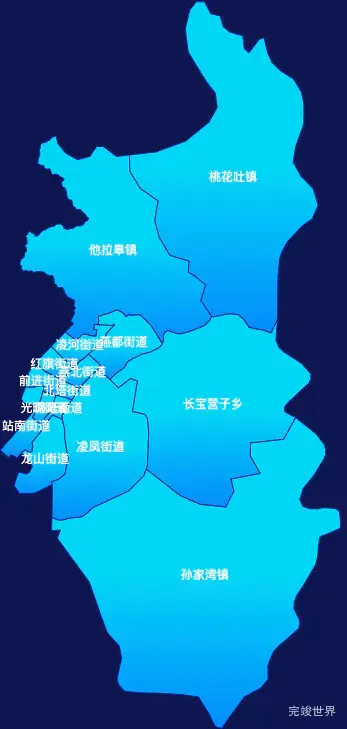 echarts朝阳市双塔区geoJson地图局部颜色渐变