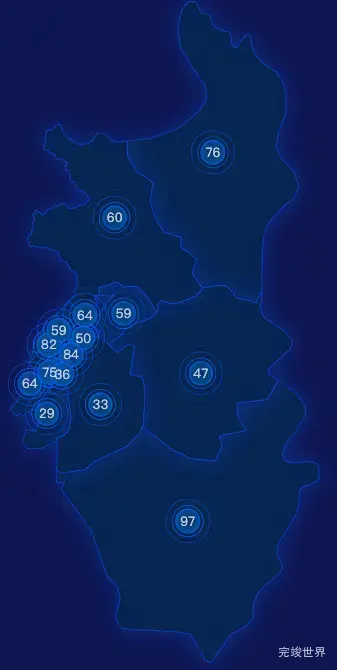 echarts朝阳市双塔区geoJson地图圆形波纹状气泡图