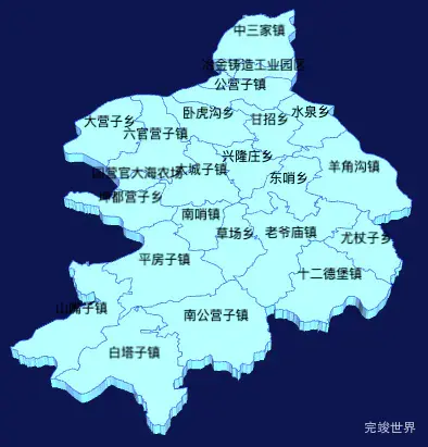 echarts朝阳市喀喇沁左翼蒙古族自治县geoJson地图3d地图