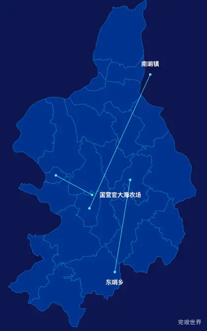 echarts朝阳市喀喇沁左翼蒙古族自治县geoJson地图自定义引导线