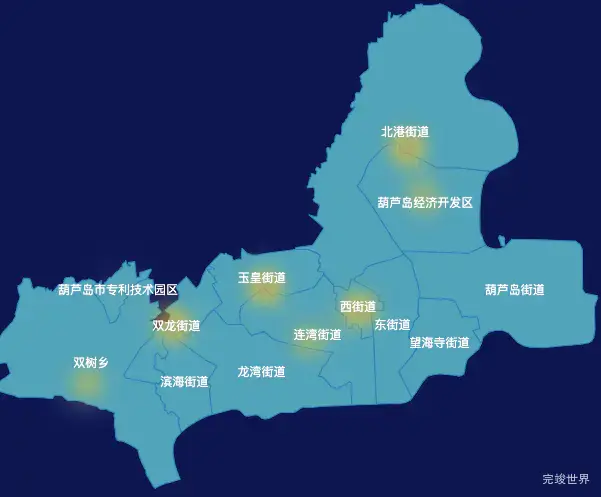 echarts葫芦岛市龙港区geoJson地图热力图