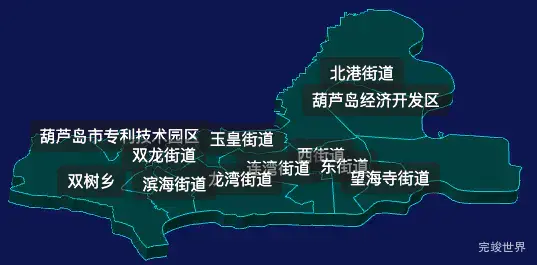 threejs葫芦岛市龙港区geoJson地图3d地图css2d标签