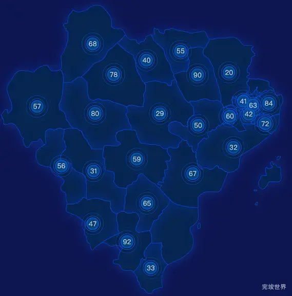 echarts葫芦岛市兴城市geoJson地图圆形波纹状气泡图