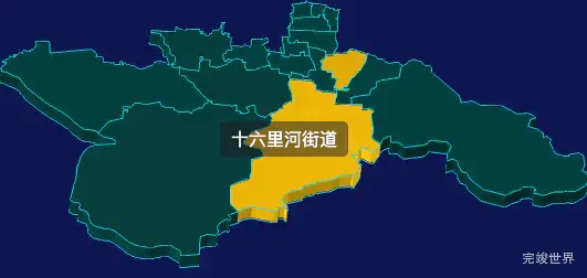 threejs济南市市中区geoJson地图3d地图指定区域闪烁