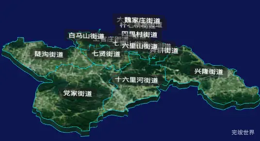 threejs济南市市中区geoJson地图3d地图自定义贴图加CSS3D标签