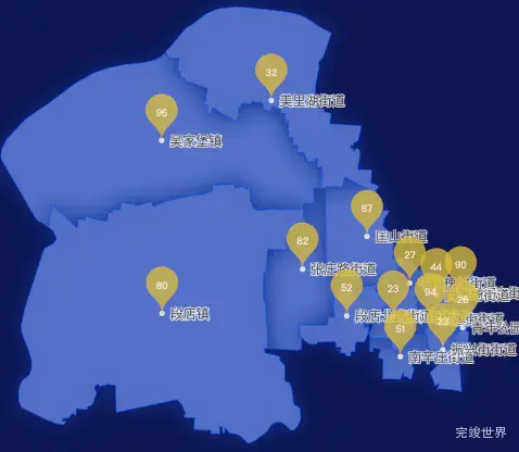 echarts济南市槐荫区geoJson地图水滴状气泡图