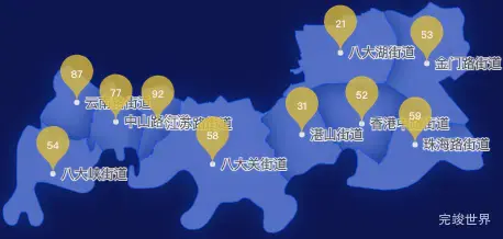 echarts青岛市市南区geoJson地图水滴状气泡图