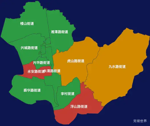 echarts青岛市李沧区geoJson地图定义颜色