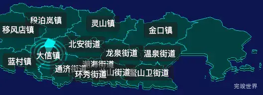 threejs青岛市即墨区geoJson地图3d地图CSS2D外加旋转棱锥