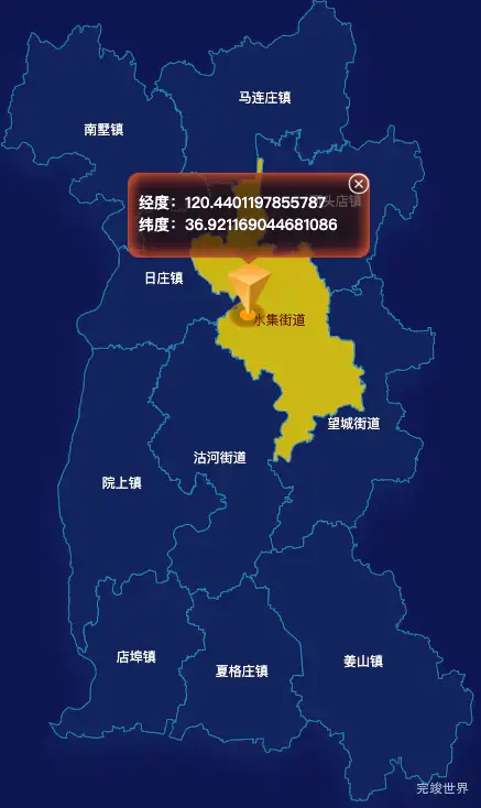 echarts青岛市莱西市geoJson地图点击地图获取经纬度