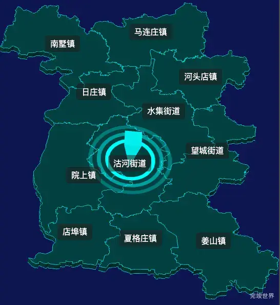 threejs青岛市莱西市geoJson地图3d地图CSS2D外加旋转棱锥