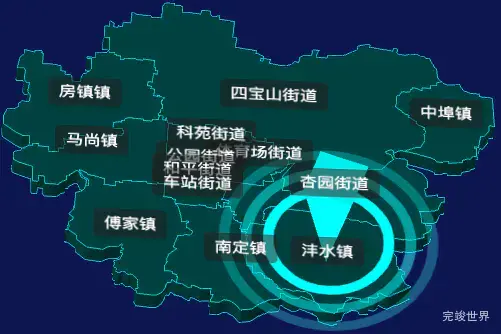 threejs淄博市张店区geoJson地图3d地图添加旋转棱锥