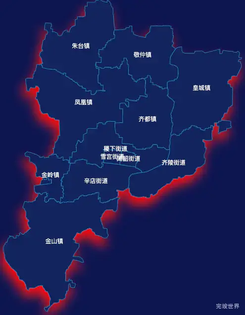 echarts淄博市临淄区geoJson地图阴影