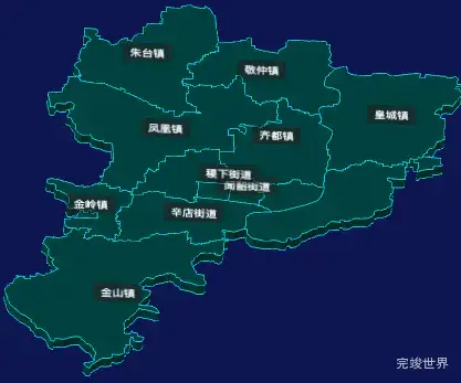 threejs淄博市临淄区geoJson地图3d地图CSS3D标签