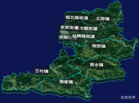 threejs淄博市周村区geoJson地图3d地图自定义贴图加CSS3D标签