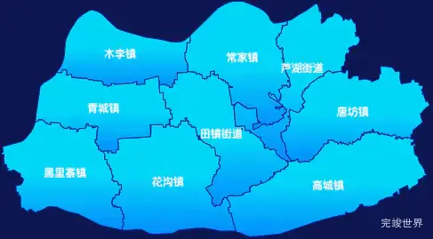 echarts淄博市高青县geoJson地图局部颜色渐变