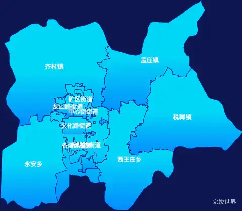 echarts枣庄市市中区geoJson地图局部颜色渐变