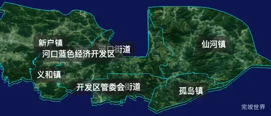 threejs东营市河口区geoJson地图3d地图自定义贴图加CSS2D标签