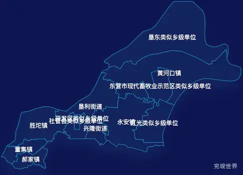 echarts东营市垦利区geoJson地图地图下钻展示