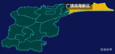 threejs东营市广饶县geoJson地图3d地图鼠标移入显示标签并高亮