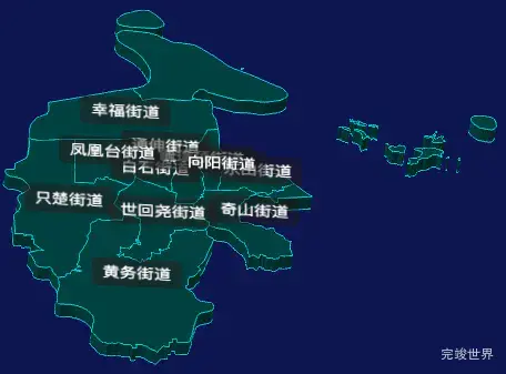 threejs烟台市芝罘区geoJson地图3d地图CSS3D标签