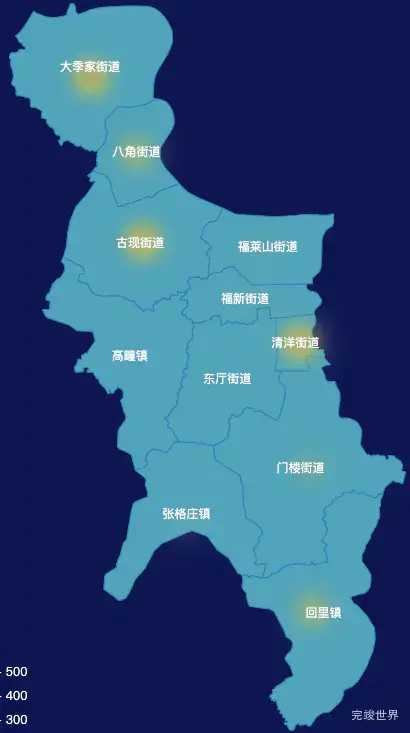 echarts烟台市福山区geoJson地图热力图