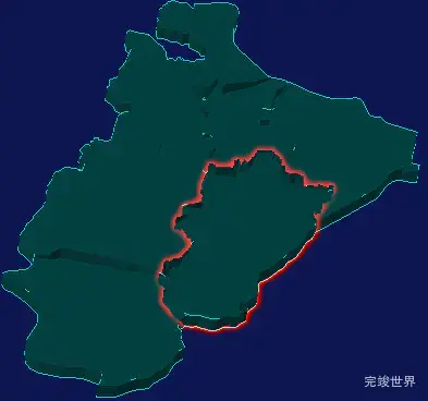 threejs烟台市莱山区geoJson地图3d地图红色描边闪烁警报