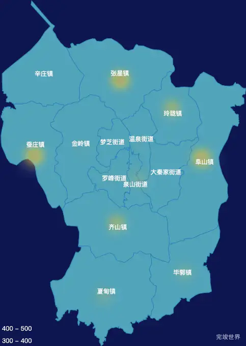 echarts烟台市招远市geoJson地图热力图